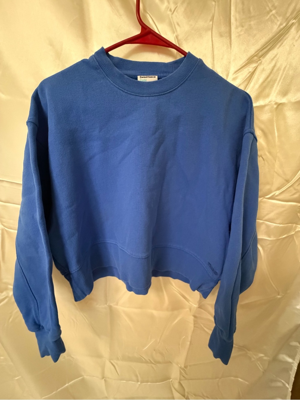 TNA Aritzia Sweatfleece Cozy Fleece Mega Fit Cropped Crewneck Blue Size 1
